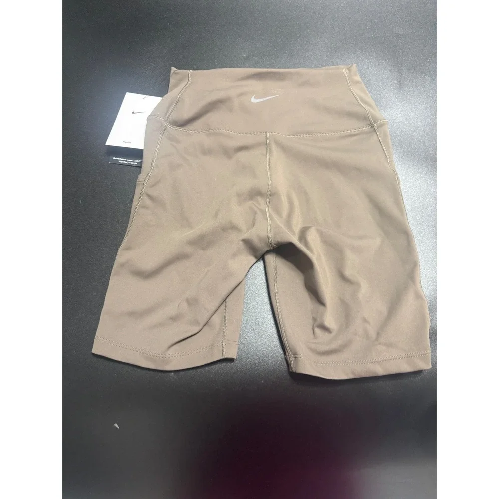 Nike NEW Women's High Waisted Pockets Biker Shorts Green Size Small‎